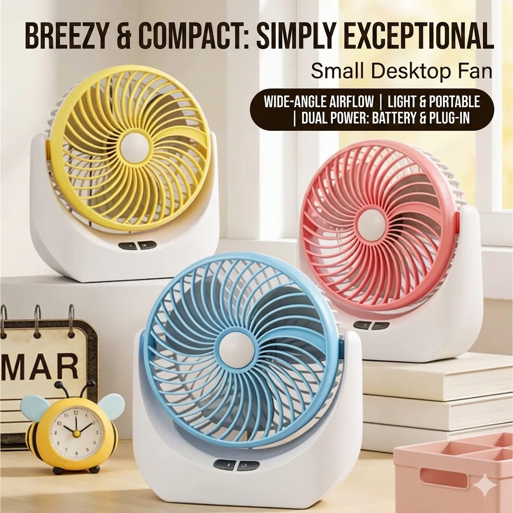JY Super lithium rechargeable mini table fan with LED light - (JY-1880) Kipas Mini Meja Dingin Simple - Gambar 2
