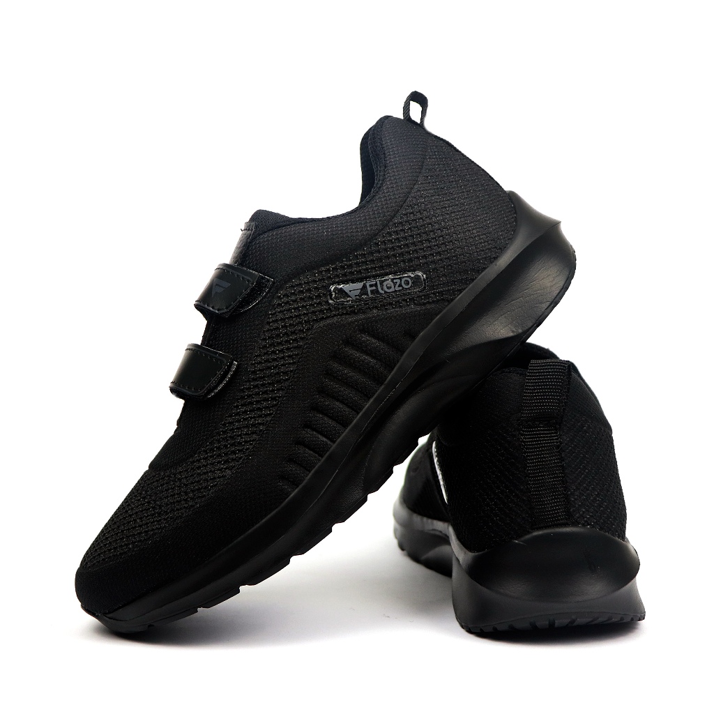 FLAZO - Sepatu Anak / Sepatu Sekolah Anak Laki dan Prempuan Sepatu Snaekers Anak Hitam Polos - Gambar 3