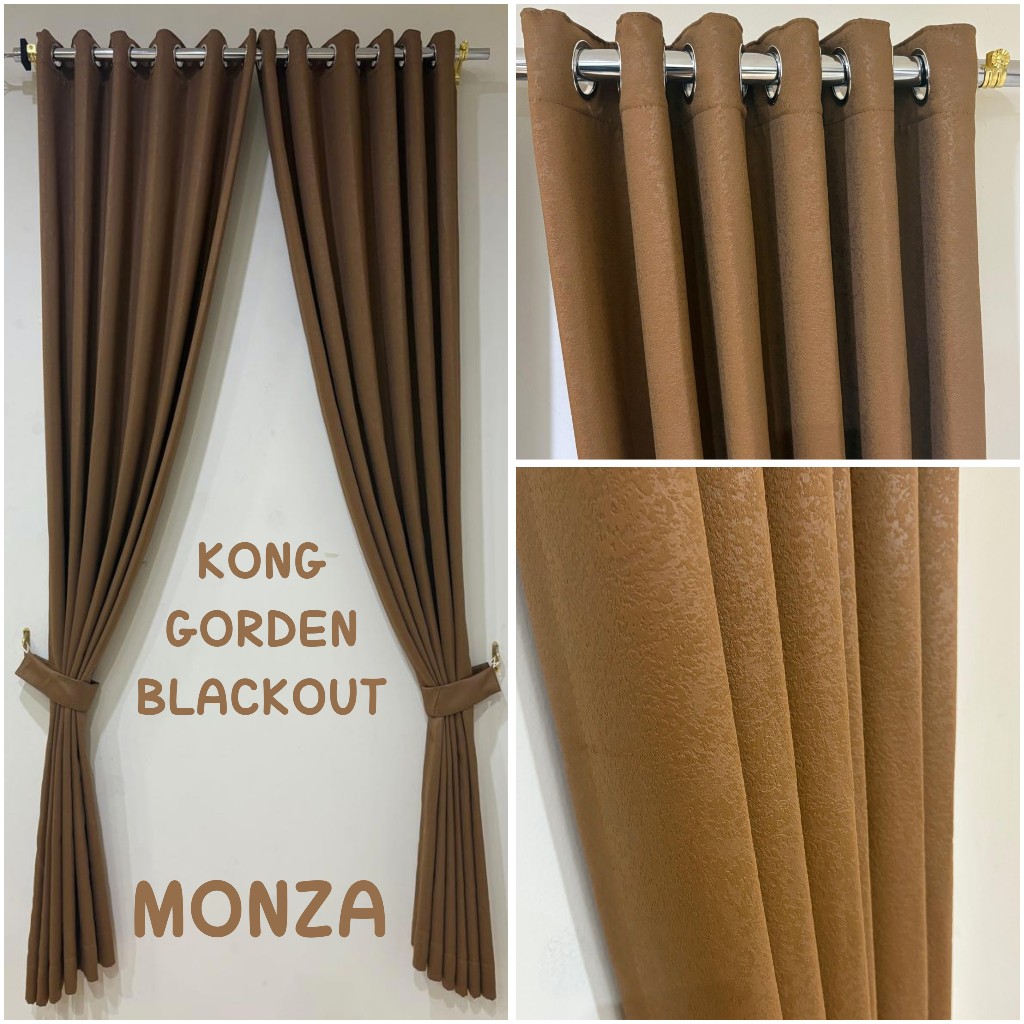 KONG GORDEN BLACKOUT EMBOS MINIMALIS MOTIF SERAT KAYU ELEGAN PREMIUM 3 UKURAN TINGGI GORDENG HORDENG - Gambar 2