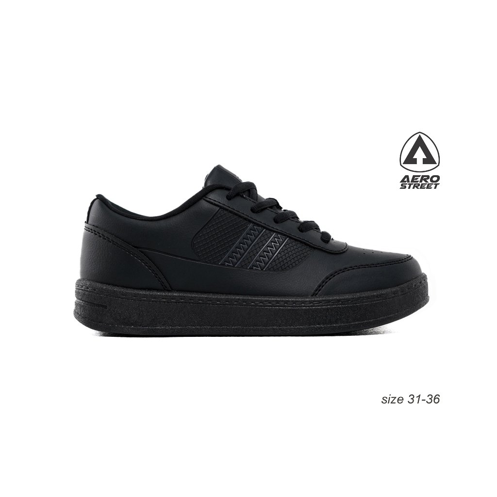 Aerostreet 31-36 Airstrike All Black - Sepatu Sneaker Casual Sekolah