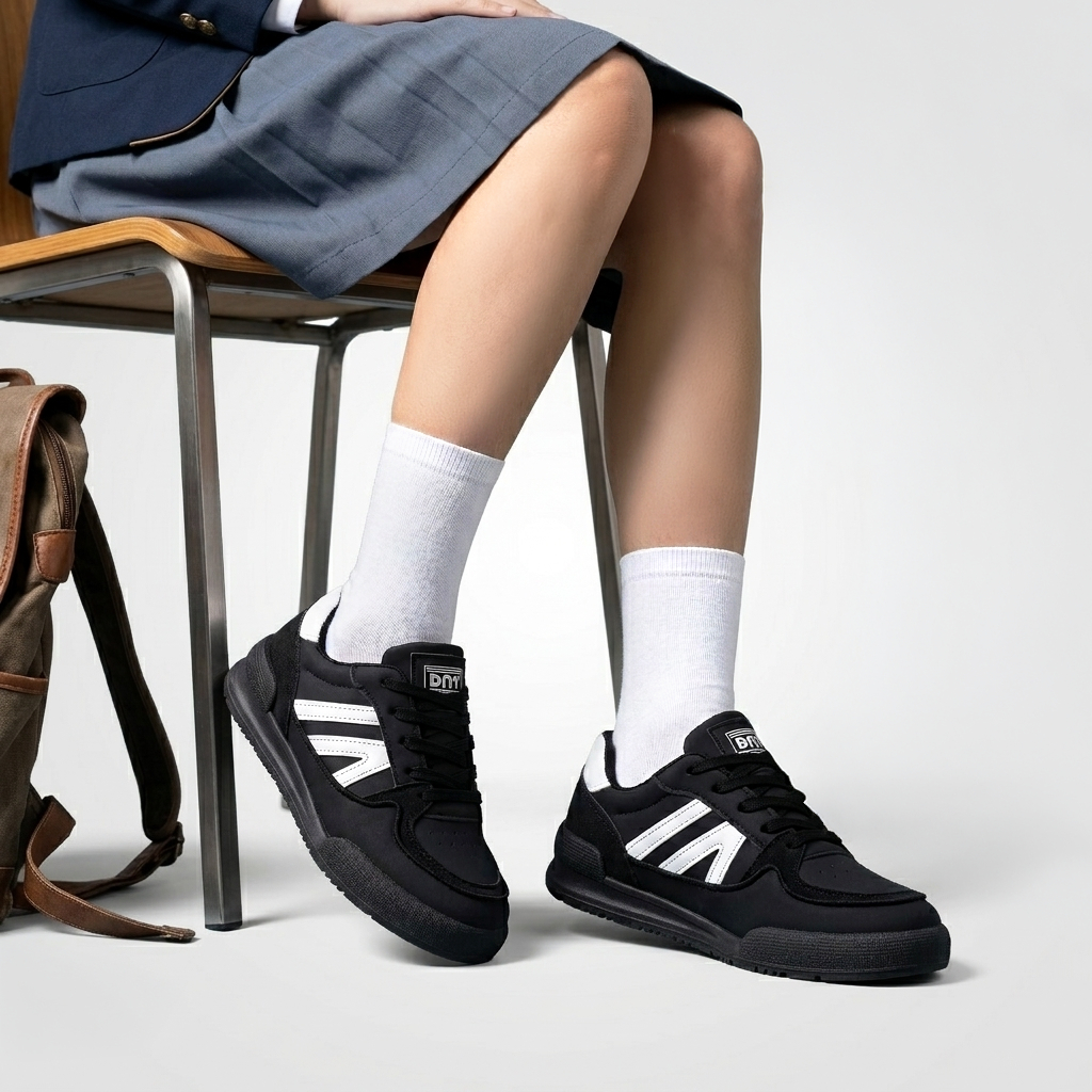 Sepatu DNY Sneakers Wanita Pria Back To School Series Hitam Size 36 - 45 Unisex Gaya Klasik Retro Modern Nyaman dan Stylish BTS-009 - Gambar 4