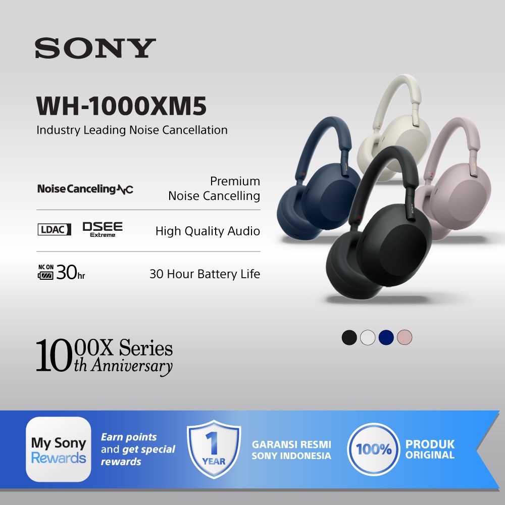 SONY WH-1000XM5 Wireless Noise Cancelling Headphones with Hi-Res Audio, Bluetooth 5.2, 30H Battery, LDAC​