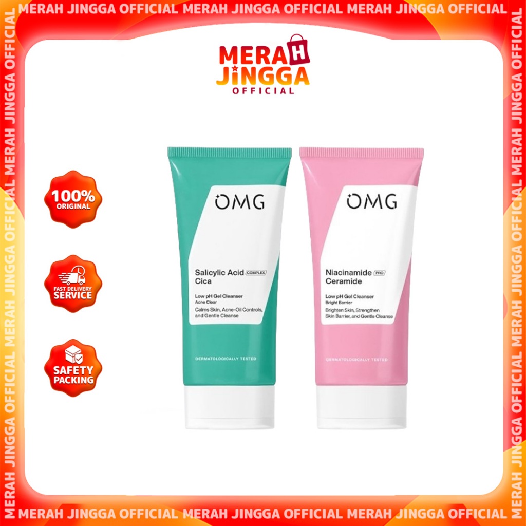 OMG OH MY GLOW Low pH Gel Cleanser Niacinamide Ceramide & Salicylic Acid Cica 70 ml / Merah Jingga Official