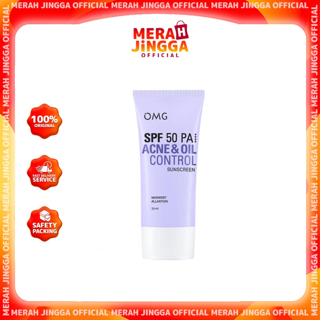 OMG Acne & Oil Control UV Barrier Sunscreen SPF50 PA++++ No Whitecast / Merah Jingga Official