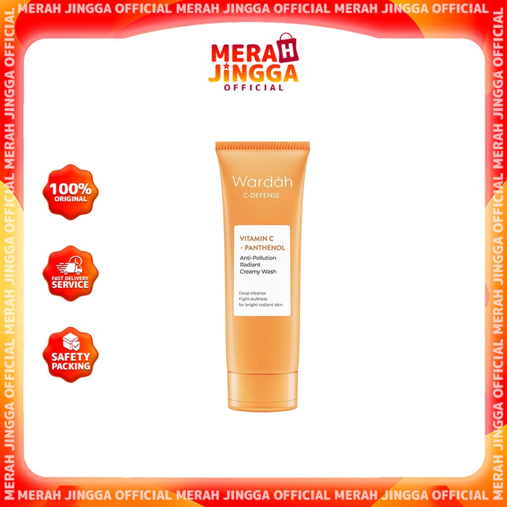 Wardah C-Defense Vitamin C + Panthenol Anti-Pollution Radiant Creamy Wash / Merah Jingga Official