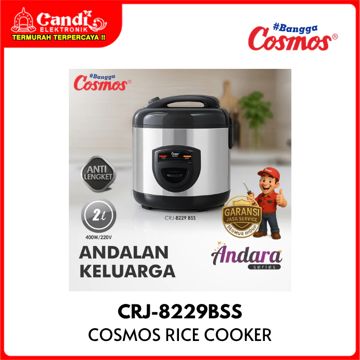COSMOS Rice Cooker 2 Liter 3in1 Inner Pan Anti Lengket/ NonStick CRJ-8229BSS - Gambar 2