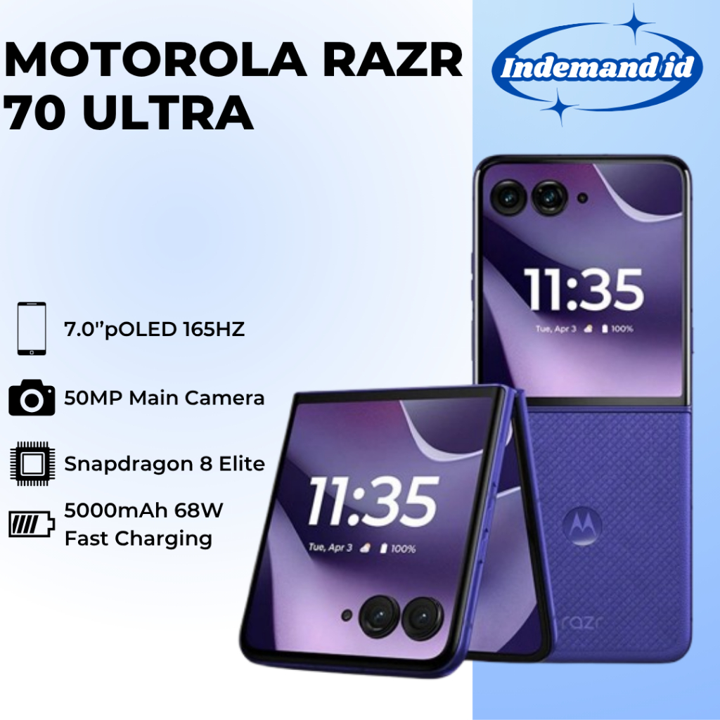 Motorola Razr 70 Ultra 5G 6.96"pOLED 165HZ Snapdragon 8 Elite 5000mAh 68W 50MP Main Camera