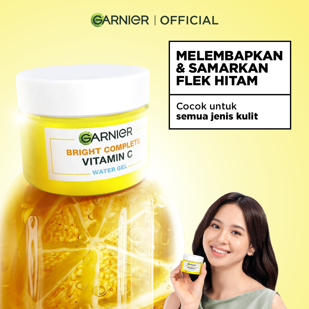 GARNIER Bright Complete Vitamin C Ceramide Barrier Moisturizer Gel 50ml - Water Gel Skincare Pelembab Ringan untuk mencerahkan tone up pelembab wajah cream pemutih wajah glowing cepat