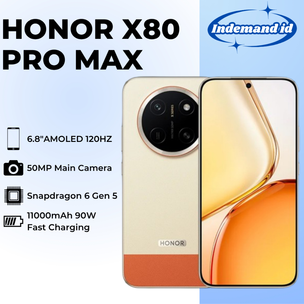 Honor X80 Pro Max 5G 6.8"AMOLED 120HZ Snapdragon 6 Gen 5 11000mAh 90W 50MP Main Camera