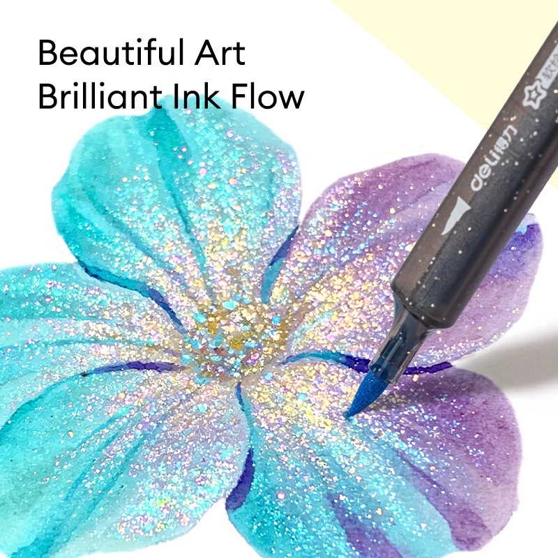 Deli Glitter Marker / Spidol Glitter Warna 12/24/36/48 HM296 - Gambar 4
