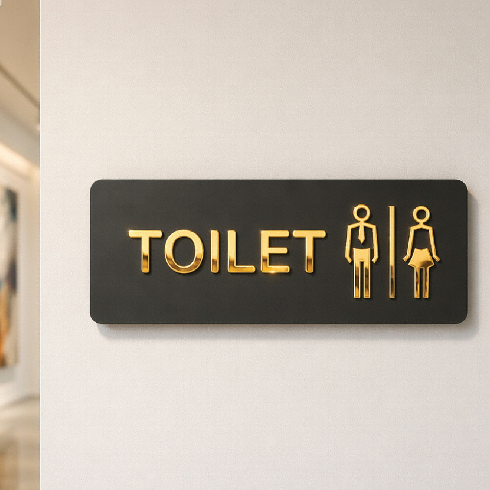 sign tanda toilet akrilik timbul gold - Gambar 2