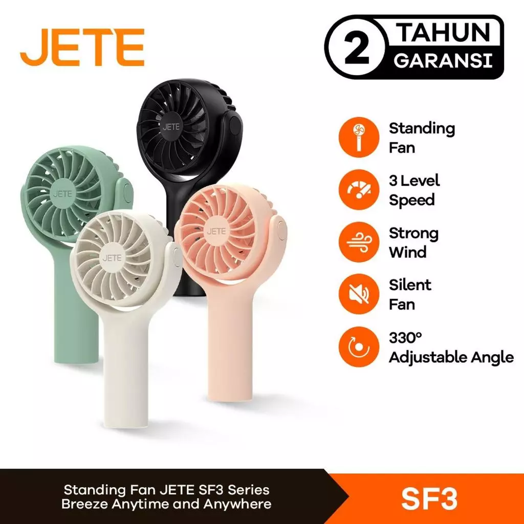 JETE SF3 Kipas Angin Portable Mini 330 Degree Adjustable Angle - Garansi 2 Tahun (RTL)