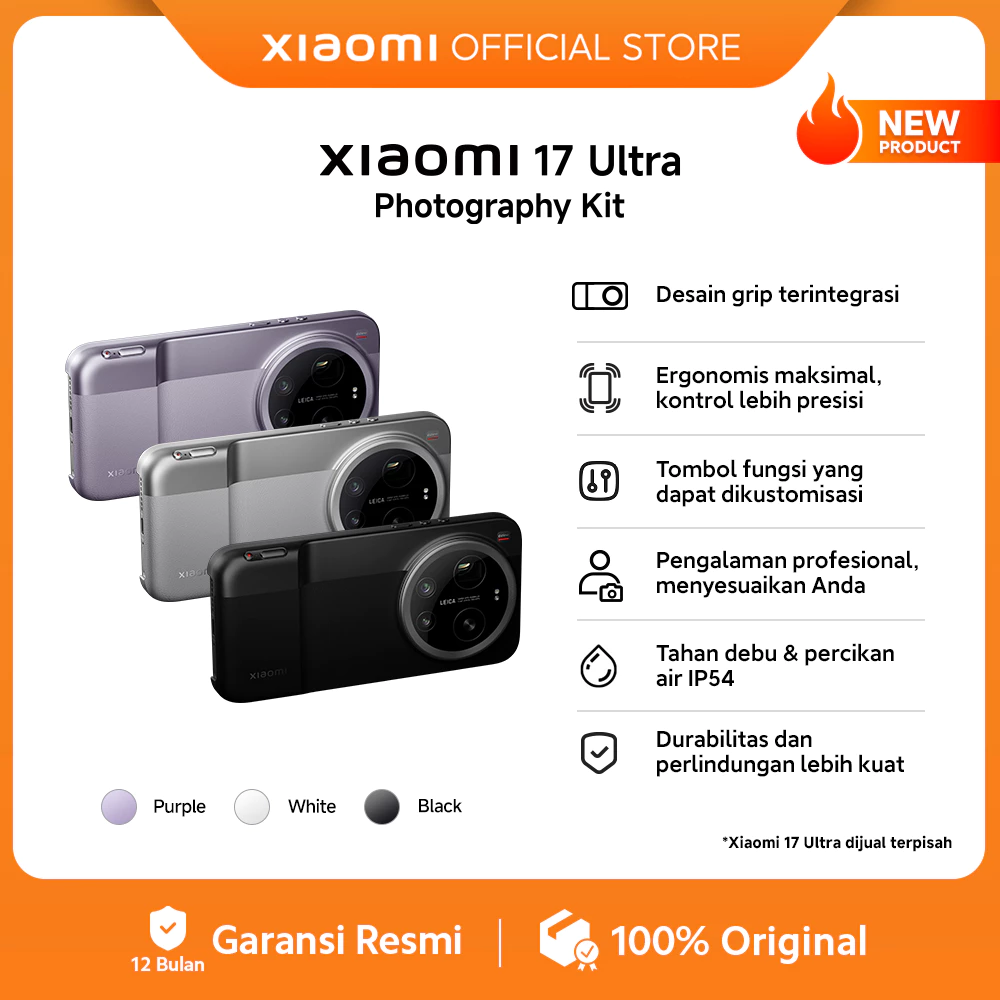 Xiaomi 17 Ultra Photography Kit / Desain grip terintegrasi / Ergonomis maksimal, kontrol lebih presisi / Tombol fungsi yang dapat dikustomisasi / Pengalaman profesional, menyesuaikan Anda / Tahan debu & percikan air IP54¹ [Xiaomi Officia Store]