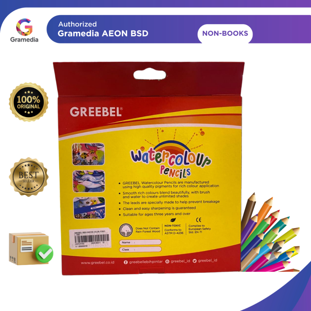 GREEBEL Water Color Pencil 24 Warna - Gramedia AEON BSD - Gambar 2