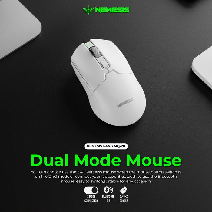 NYK Nemesis Fang MQ20 / MQ-20 Mouse Wireless Dual Mode Rechargeable Battery with Ambidex Design - Gambar 3