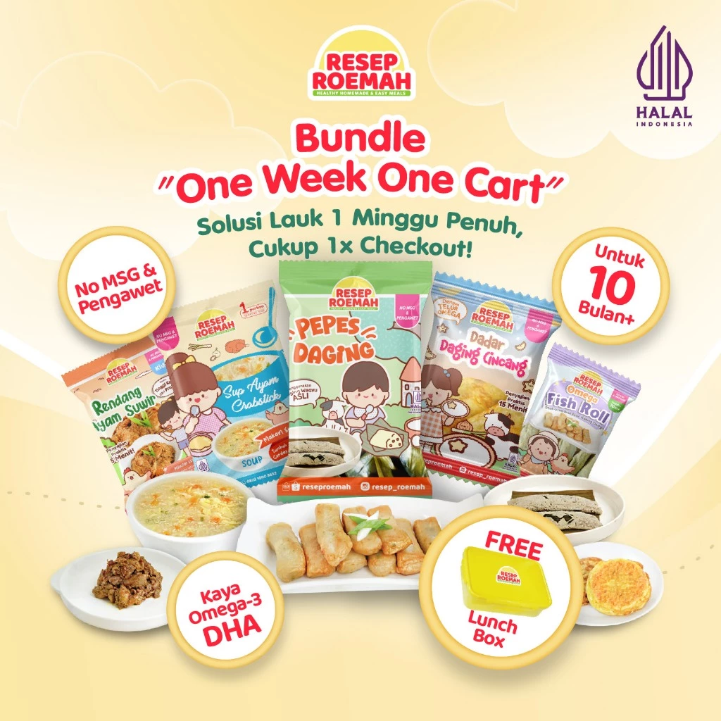 Bundle “One Week One Cart” By Resep Roemah - Bundling Makanan Bergizi Anak & Toddler Lauk Side Dish Soup MPASI BB Booster No MSG Pengawet