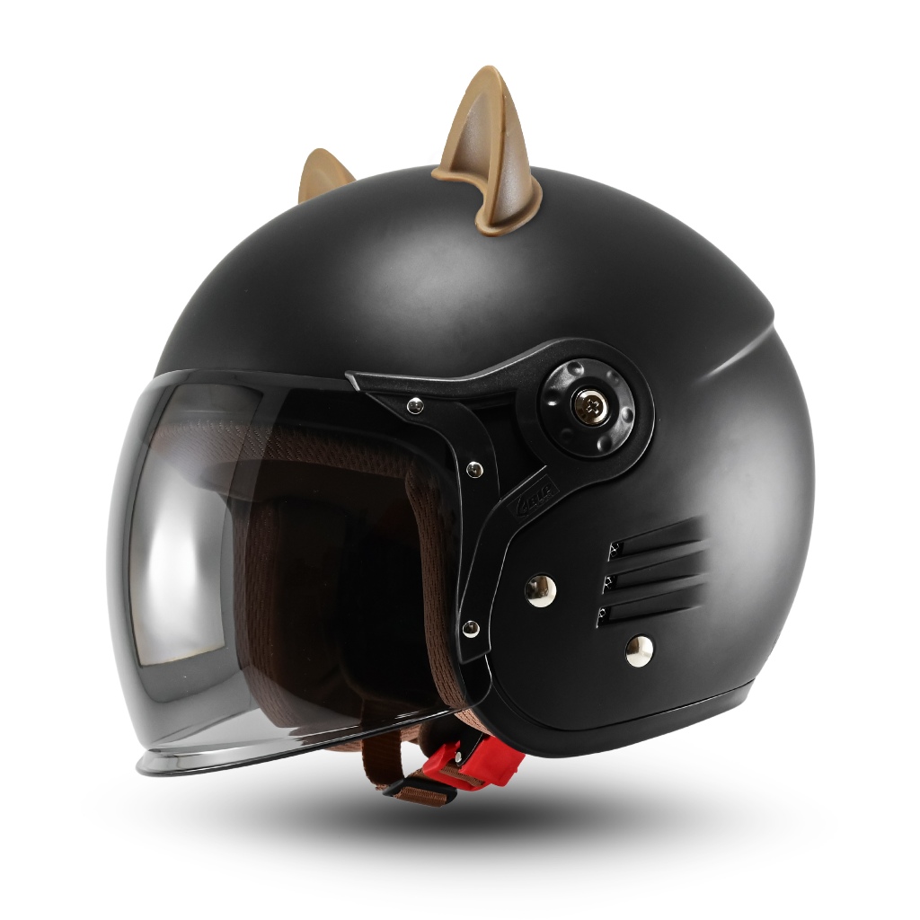 Helm Cewek Bogo Retro Bipplast FANTASY V2 Dengan Aksesoris Kuping Kucing Hijab Friendly Half Face Helem lucu Wanita Cepol SNI - Gambar 4
