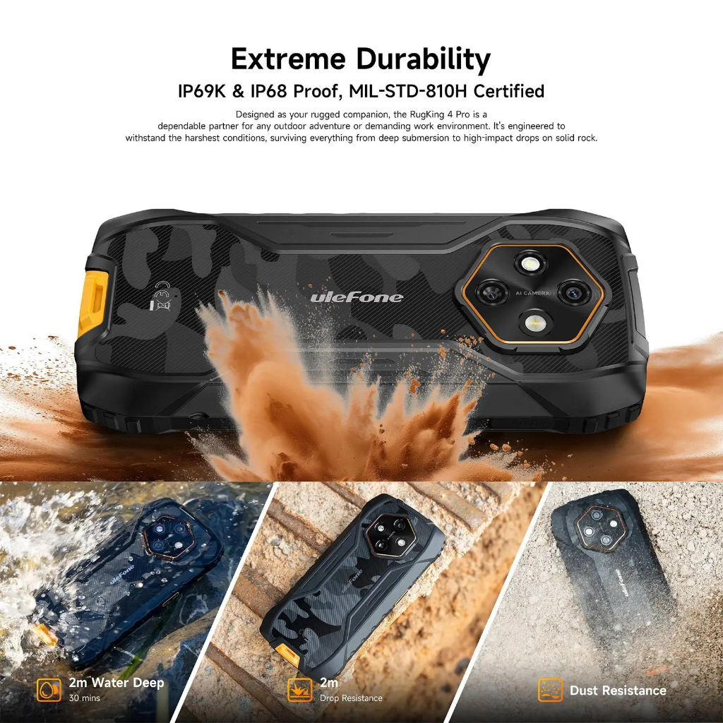 Ulefone RugKing 4 Pro 6.56''LCD IPS 120HZ Unisoc T7250 8GB 256GB 10200mAh 18W 48MP - Gambar 2