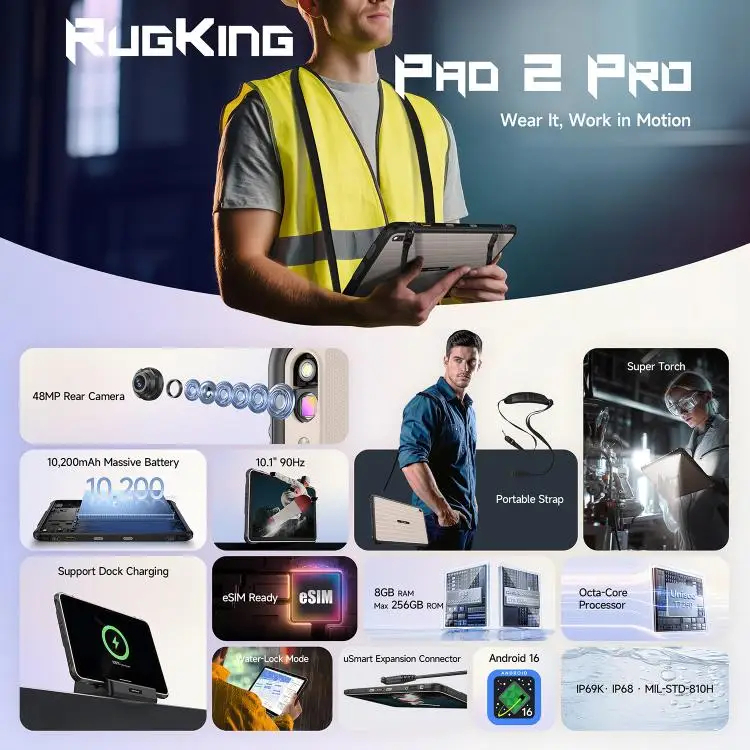 Ulefone RugKing Pad 2 Pro 10.1''LCD IPS 90HZ Unisoc T2750 10200mAh 18W 48MP - Gambar 2