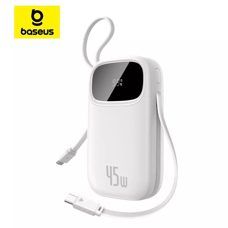 Baseus 45W EnerFill FC31 Digital Display Power Bank with 2 Built-in USB-C Cables 20000mAh