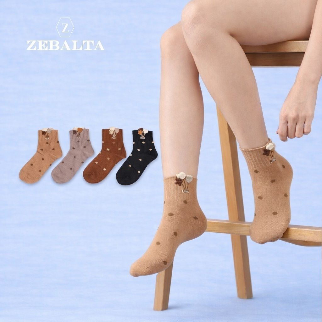 ZEBALTA - [Paket 4 Pasang] Kaos Kaki Cute Remaja Motif Kuping