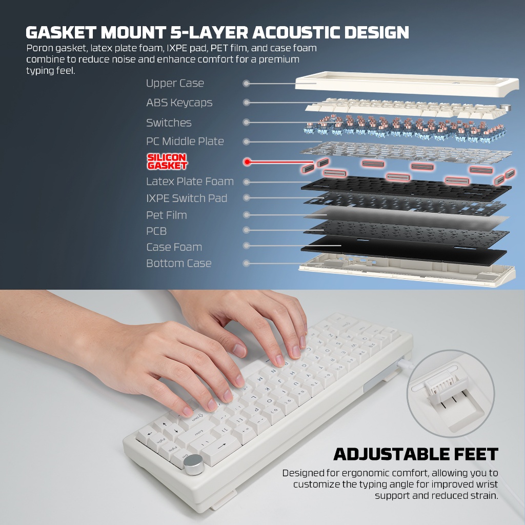 Fantech Atom X66 / AtomX66 / Atom X-66 / MK614 / MK-614 Mechanical Gaming Wired Keyboard ARGB - Gambar 3