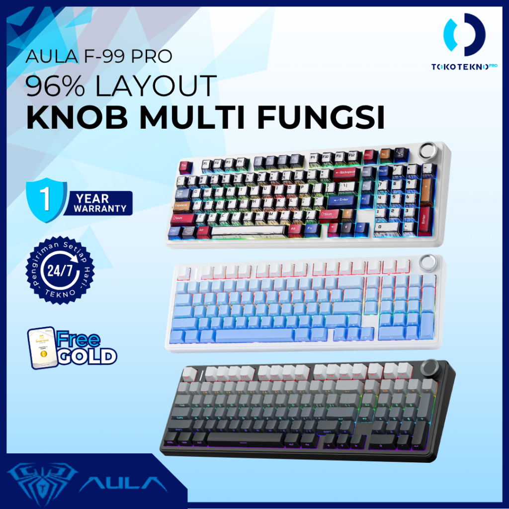 Aula F99 / F-99 PRO Mechanical Gaming Keyboard 96% Layout 3-Mode Connection