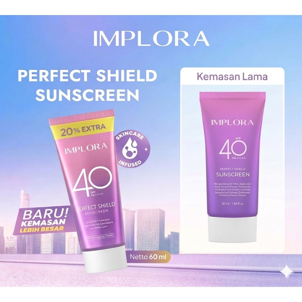 Implora Perfect Shield Sunscreen Spf40 PA++++ 50ml / Merah Jingga Official - Gambar 3