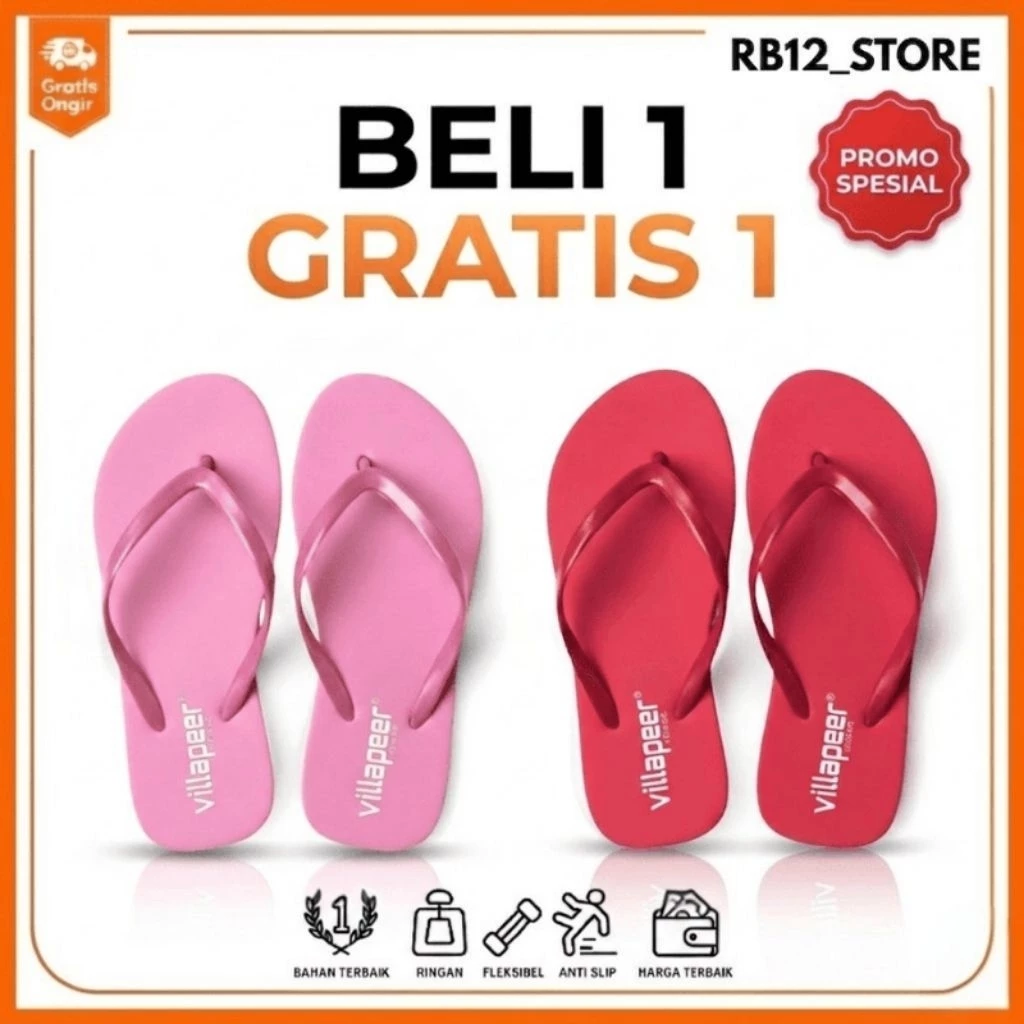 Sandal Jepit Wanita Beli 1 Gratis 1 Sandal Cewek Perempuan Santai Terbaru Kekinian Empuk dan nyaman