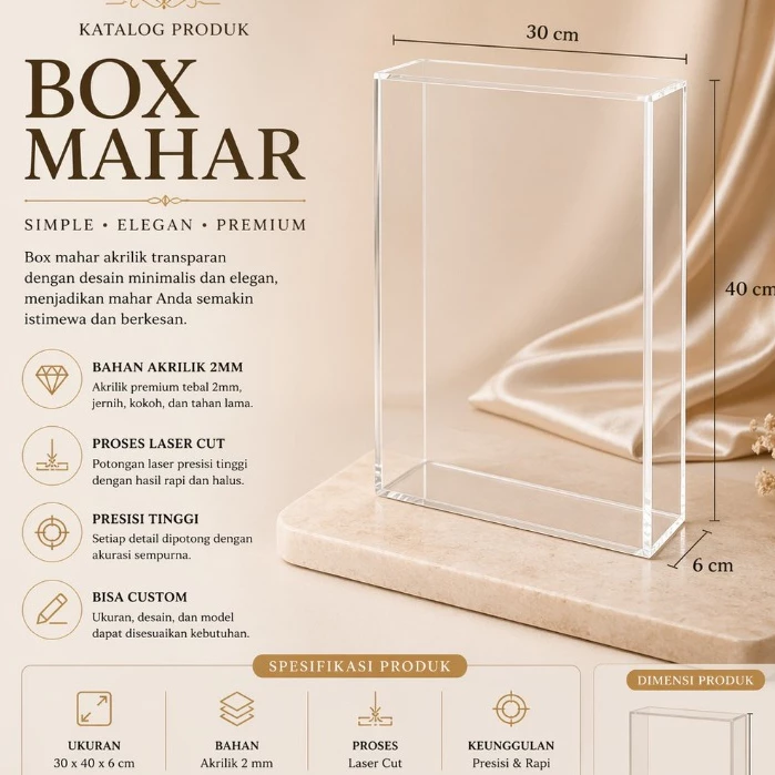 BOX AKRILIK FRAME MAHAR SLIDING FULL AKRILIK BENING (30x40, 30x45, 35x45, 35x35, 40x40)