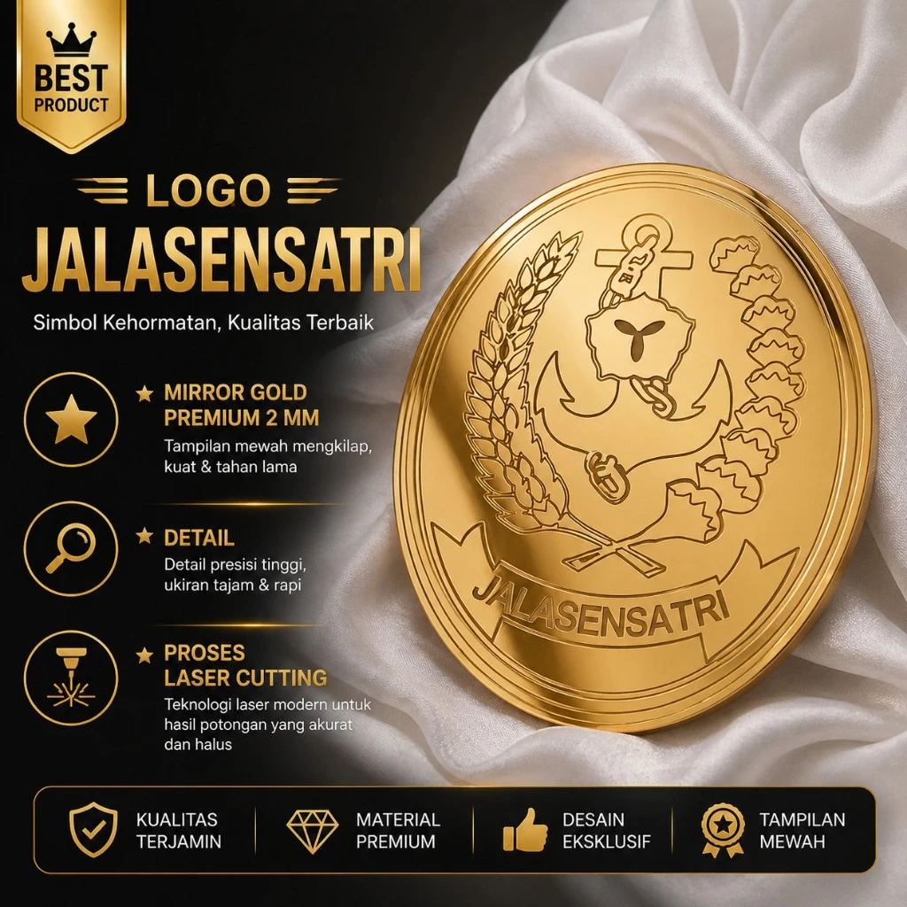 logo akrilik mirror gold jalasenastri - bahan mahar