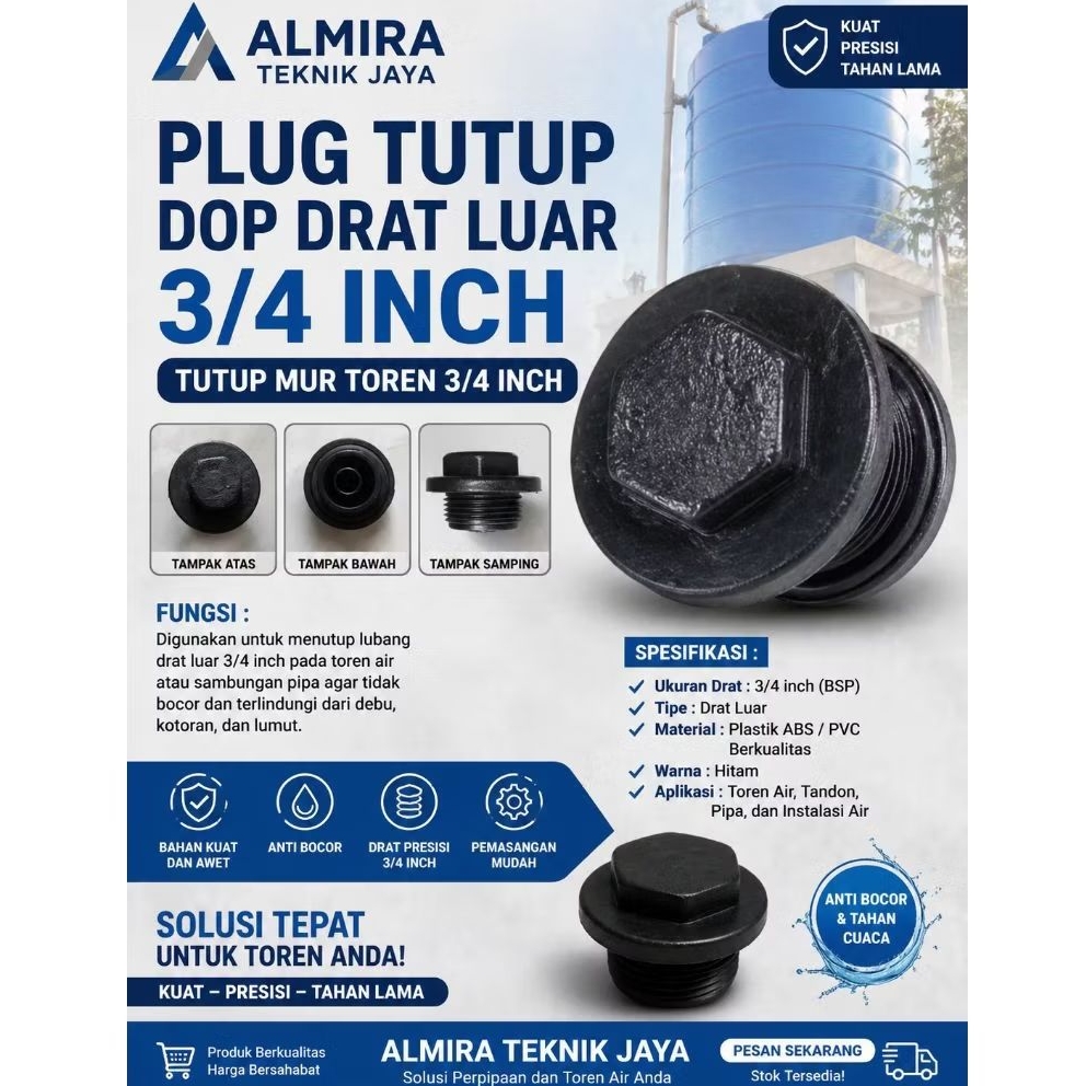 3/ 4 inch external thread cap plug (3/ 4