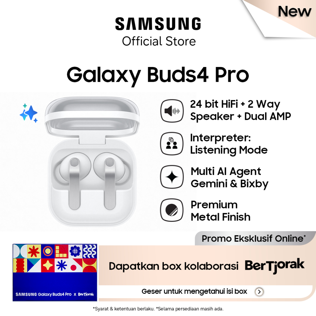Samsung Galaxy Buds4 Pro - White / 24 bit Hi-Fi / Multi AI Agent / Premium Metal Finish / ANC