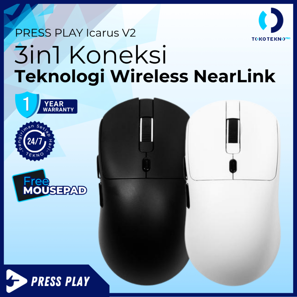 Press Play Icarus V2 Ultralight Gaming Mouse Wireless 2,4Ghz
