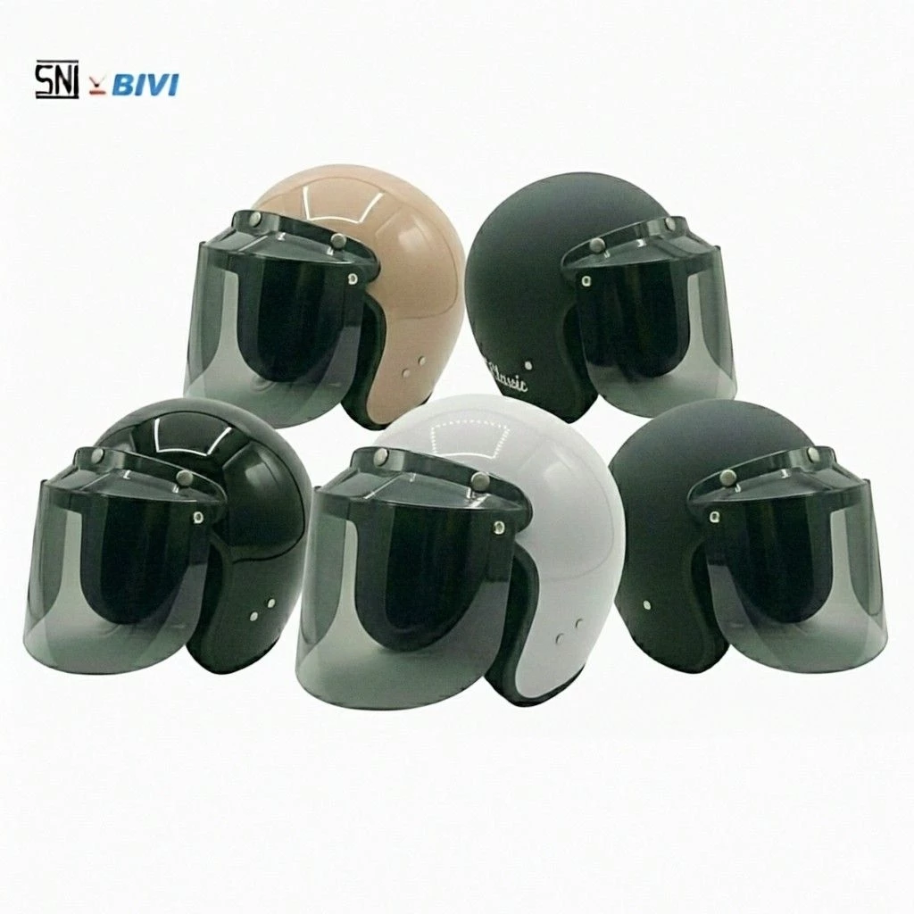 Helm Bivi Bogo Helm Retro Pria Wanita Dewasa Piliha Kaca dan Warna Helm Klasik SNI Vintage Premium