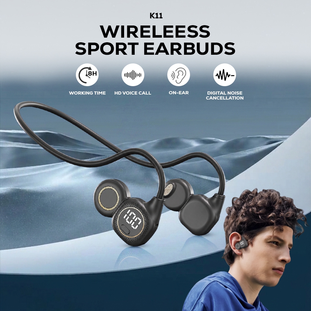MATEI K11 Headset Bluetooth V5.3 Sport Earphone Wireless Air Bone Conduction headphone HiFi