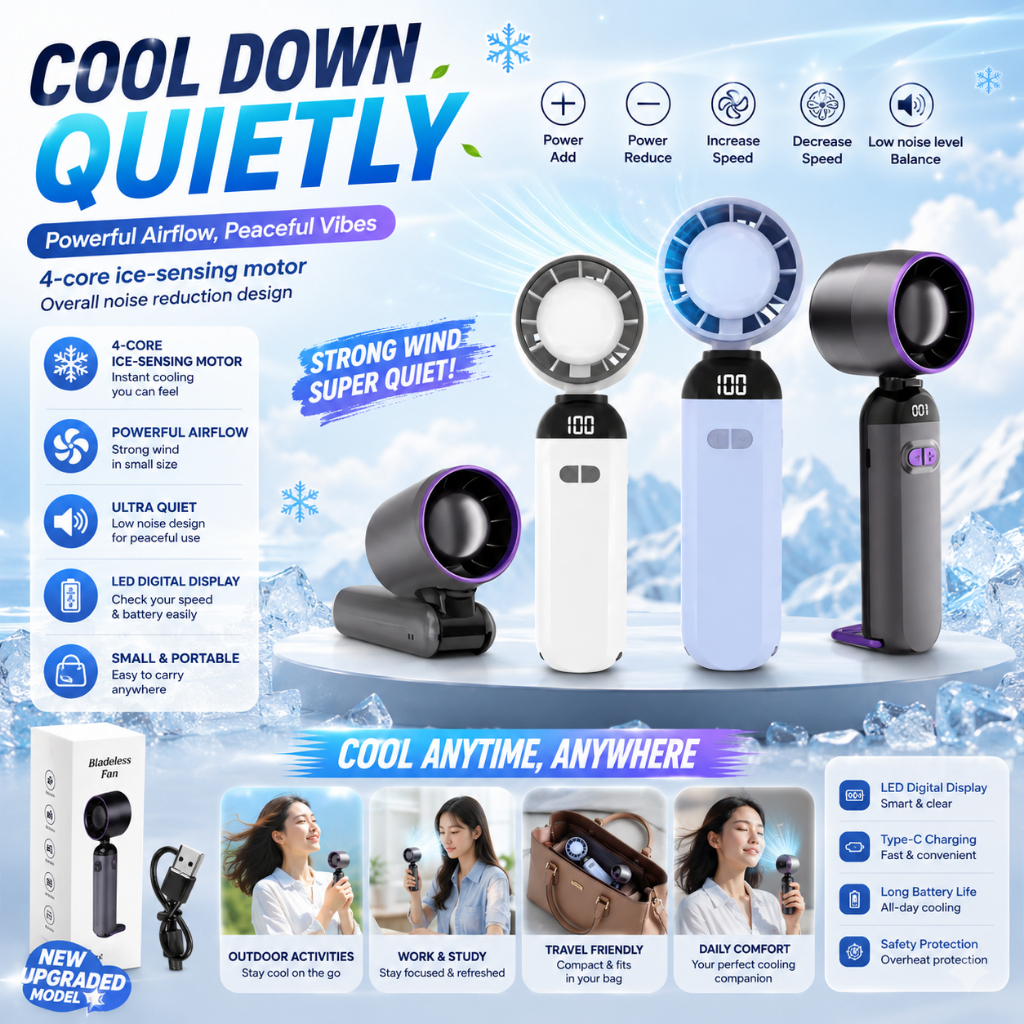 Kipas Mini Tangan Led / Kipas Mini Tangan Portable Outdoor 100 kecepatan angin