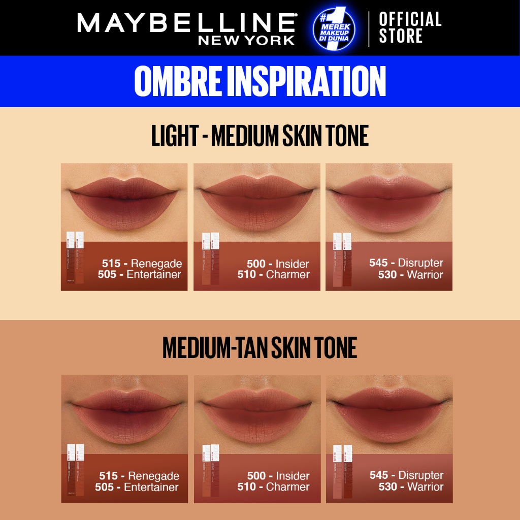 MAYBELLINE OFFICIAL Paket Hemat Superstay Matte Ink 2 pcs Ombre Set Lipstick - Long Lasting Lipstick Matte Waterproof Transferproof Lipstik - Gambar 4