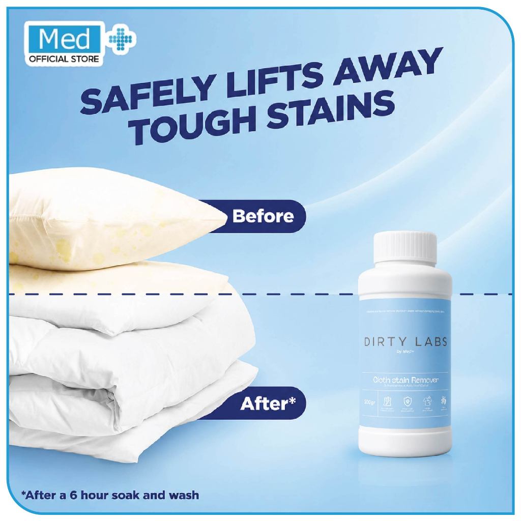 Med+ Dirty Labs By Med+ Cloth Stain Remover / Penghilang Noda Baju Membandel / Pemutih Pakaian Anti Noda - Gambar 4
