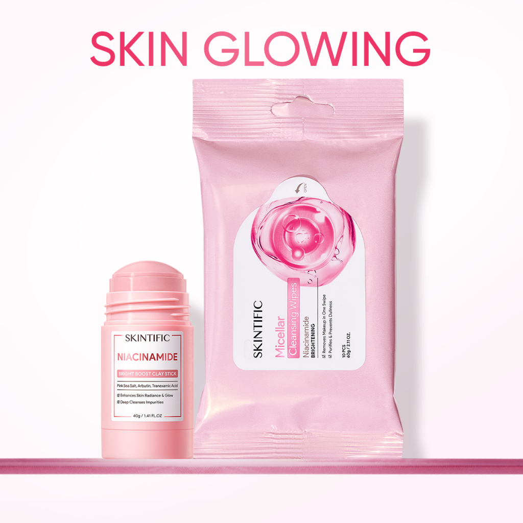 SKINTIFIC Double Cleanse Set / Makeup Remover Wipes + Mugwort Clay Stick Mask Pembersih Komedo Deep Cleansing Oil Control Angkat Makeup & Kotoran Wajah Masker Stick untuk Kulit Berminyak dan Berjerawat - Gambar 3