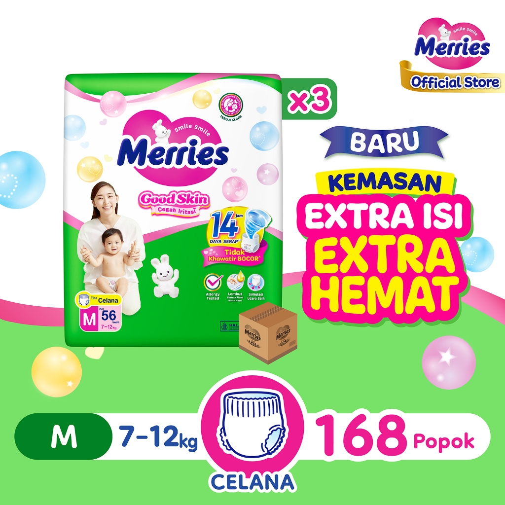 Merries Good Skin Pants Popok Bayi Perlengkapan Bayi M(7-12)kg Isi 56 Buah Carton