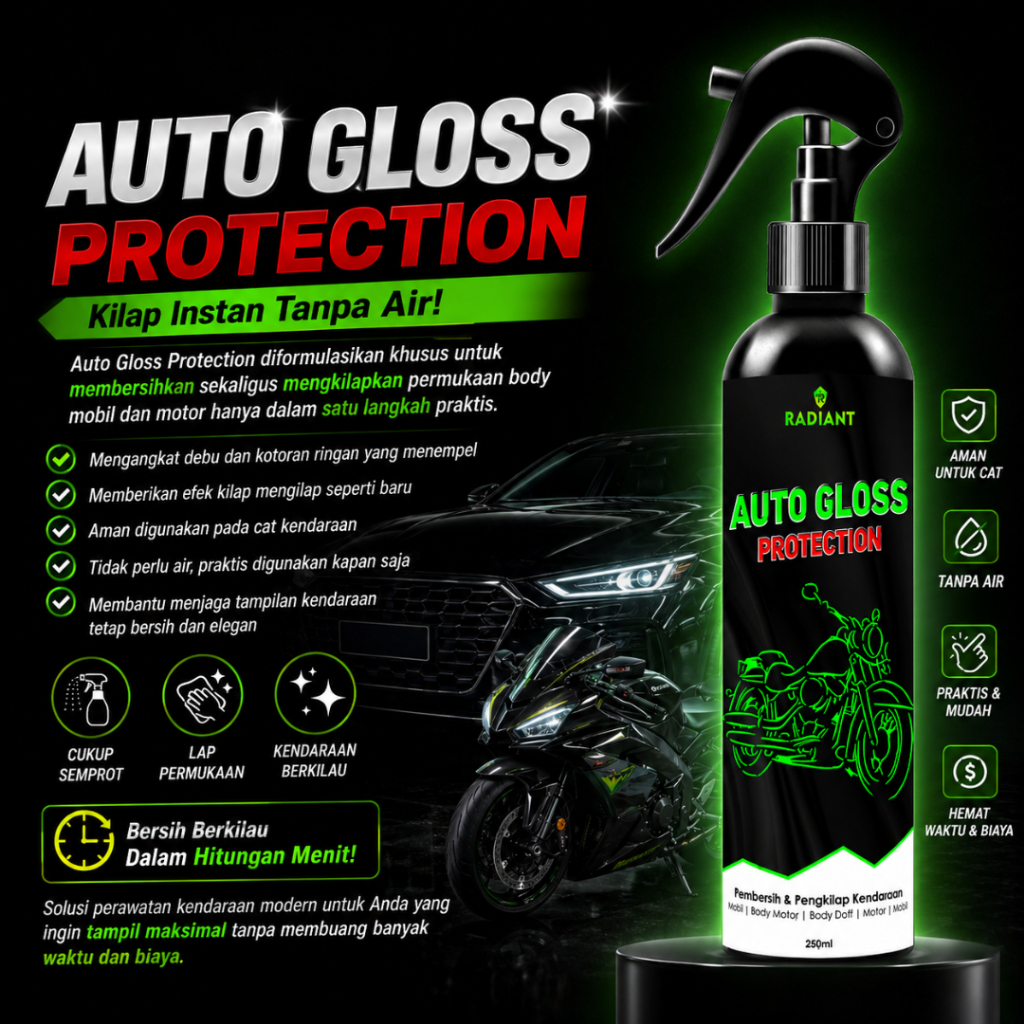 Auto Gloss / Pengkilap Body Motor Mobil Helm Glossy,silicon oil semir ban Coating Wax Paint - Gambar 3
