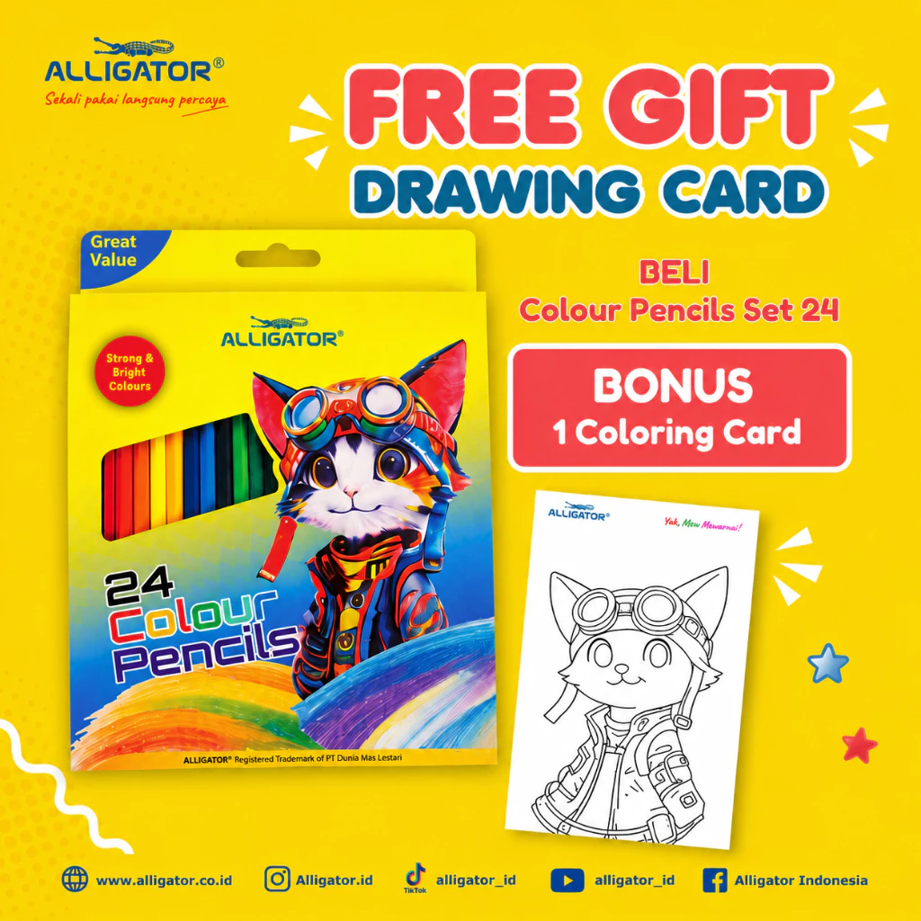 Alligator Pensil Warna Set 24 Warna Pekat