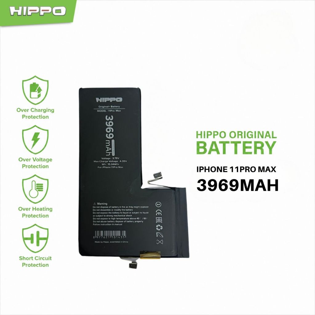 Hippo Baterai Baterry 100% ORI Baterai Iphone 11 Pro Max 3969mAh Original Batere Premium Batu Batre Batrai Handphone Garansi Resmi