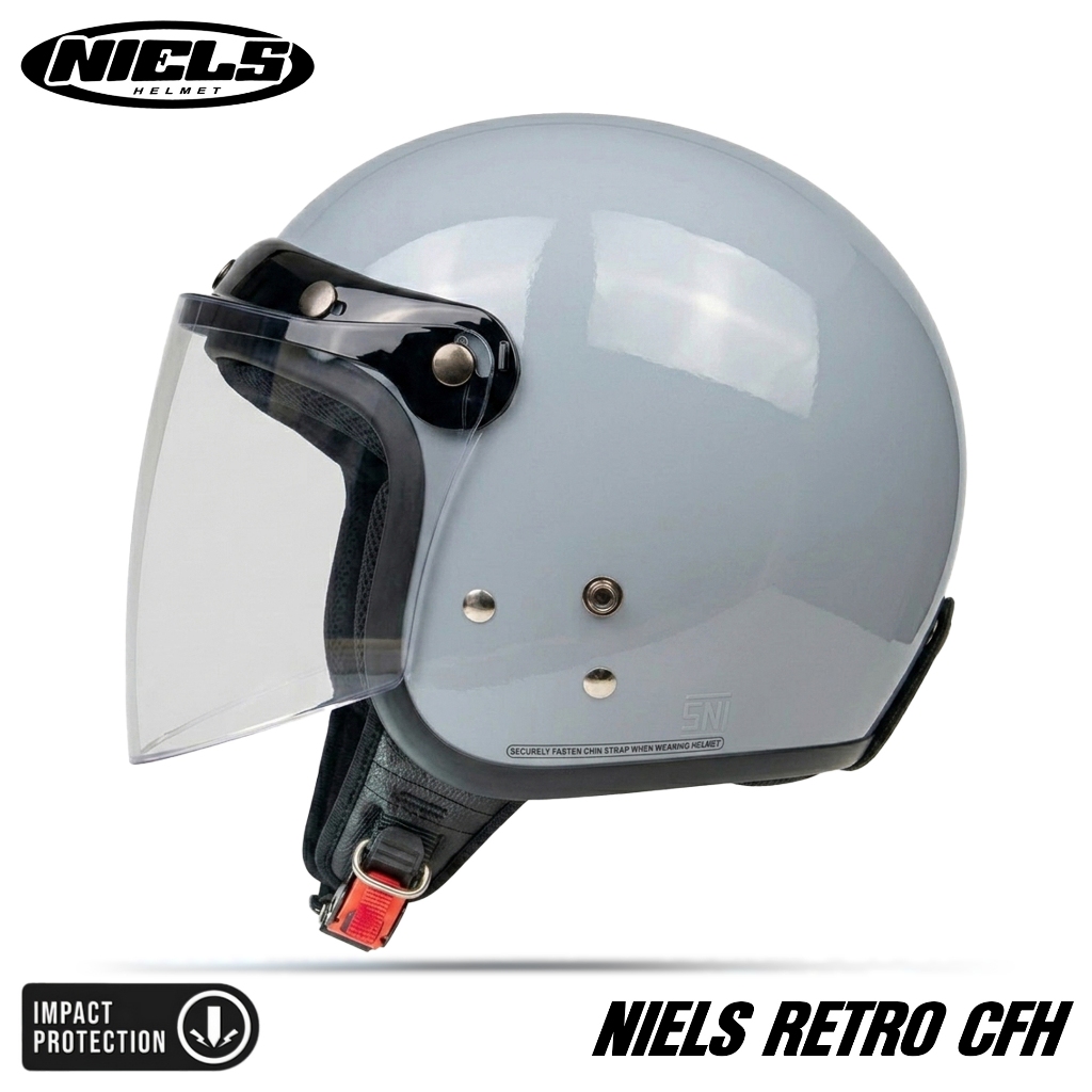 NIELS - Helm Bogo Retro CFH Dewasa Kaca Datar SNI Motorcycle - Gambar 4