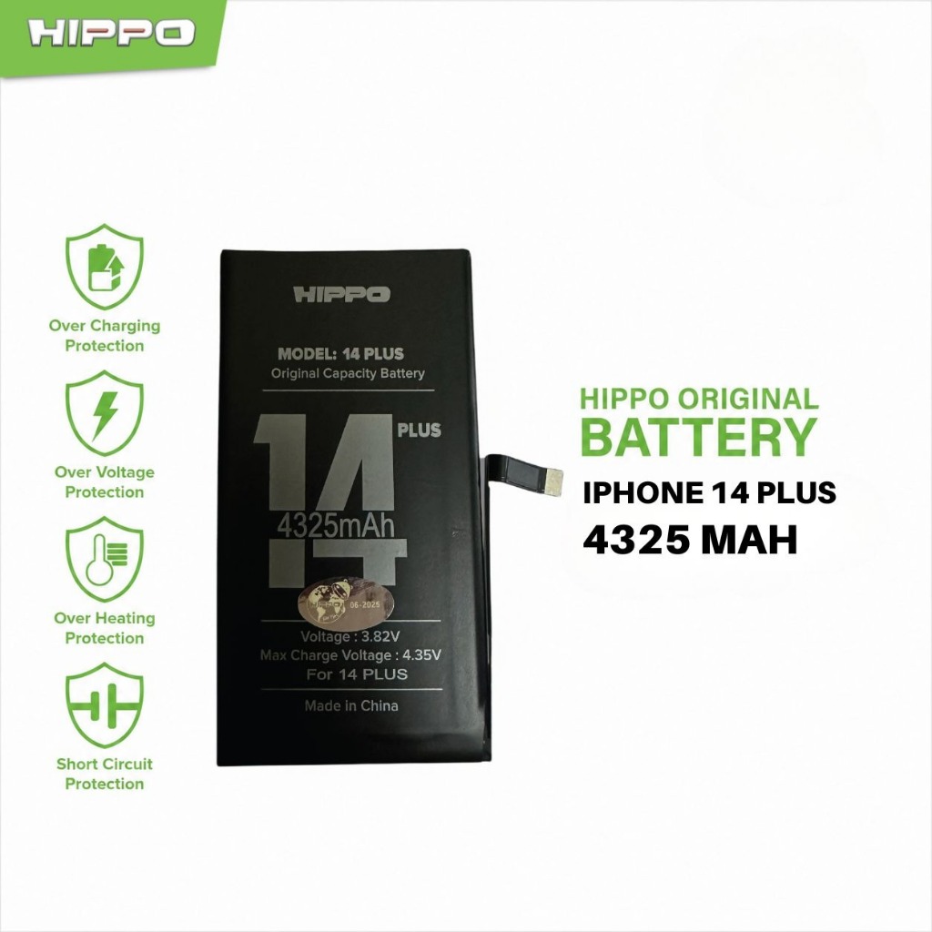 Hippo Baterai Iphone 14 Plus 4325mAh Battery Batere Batrai Batre Original Cell Garansi resmi