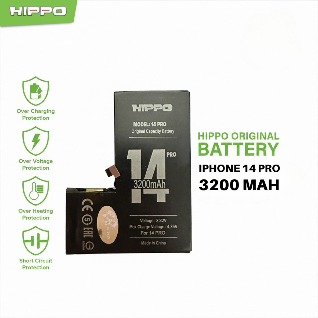 Hippo Baterai Iphone 14 Pro 3200mAh Battery Batere Batrai Batre Original Cell Garansi resmi
