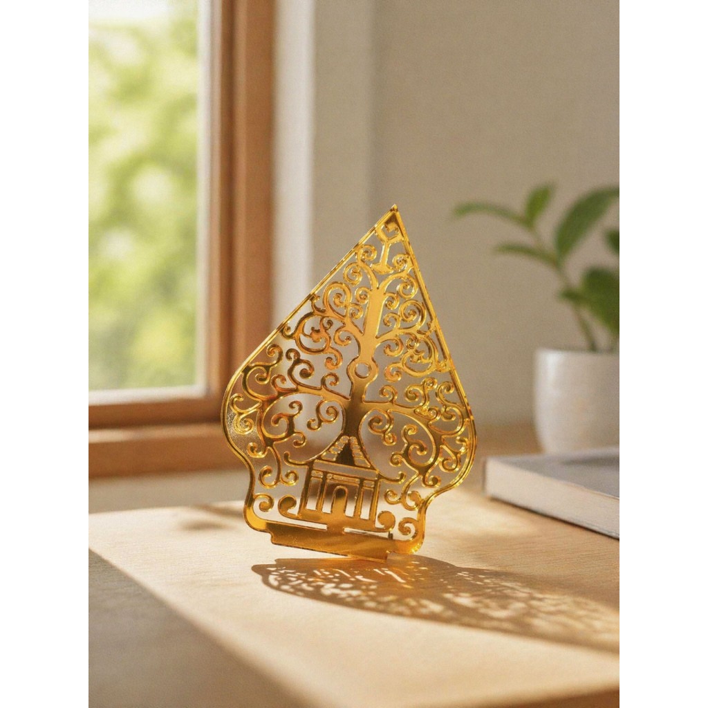 Gunungan Wayang Akrilik Gold Mirror kecil sedang besar - Gambar 4