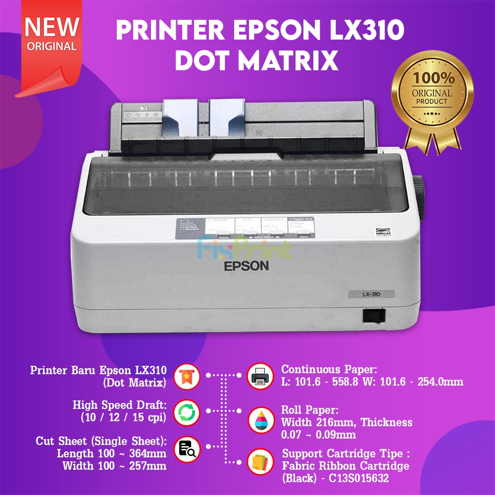 FixPrint Printer Epson Dot Matrix Print LX-310 LX-310 / LQ310 LQ-310 LQ 310 / EcoTank L3256 / InkTank M2050 - Gambar 3