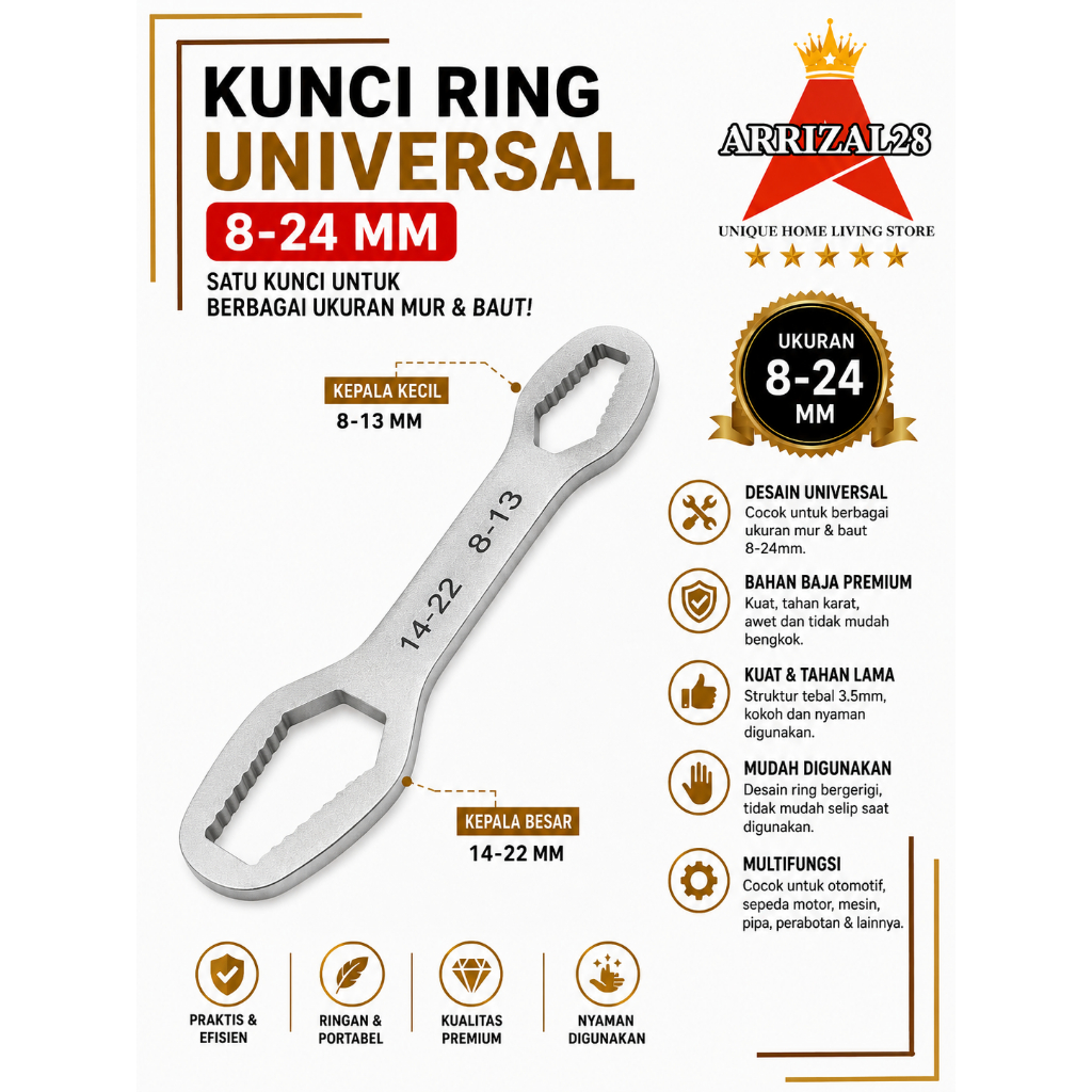 AFL  KUNCI RING UNIVERSAL 8-24 MM